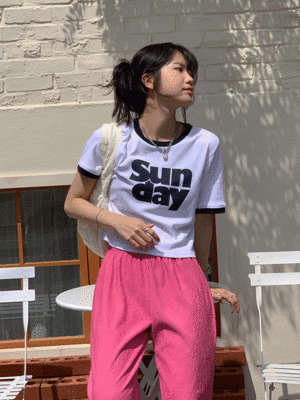 sun-day 배색 티셔츠 [네이비]